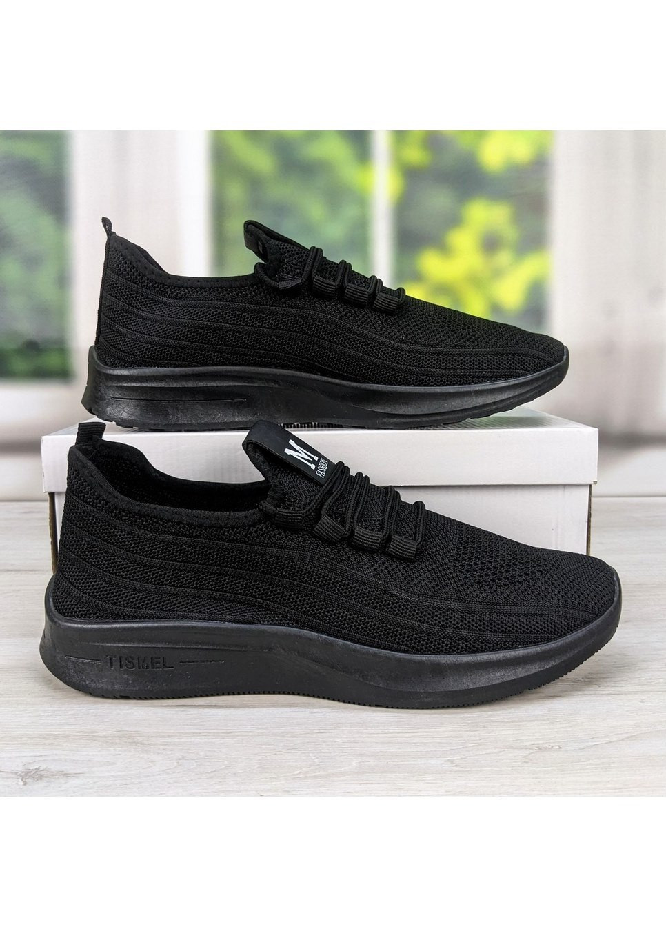 Чорні Осінні кросівки чоловічі чорні текстильні Tismel