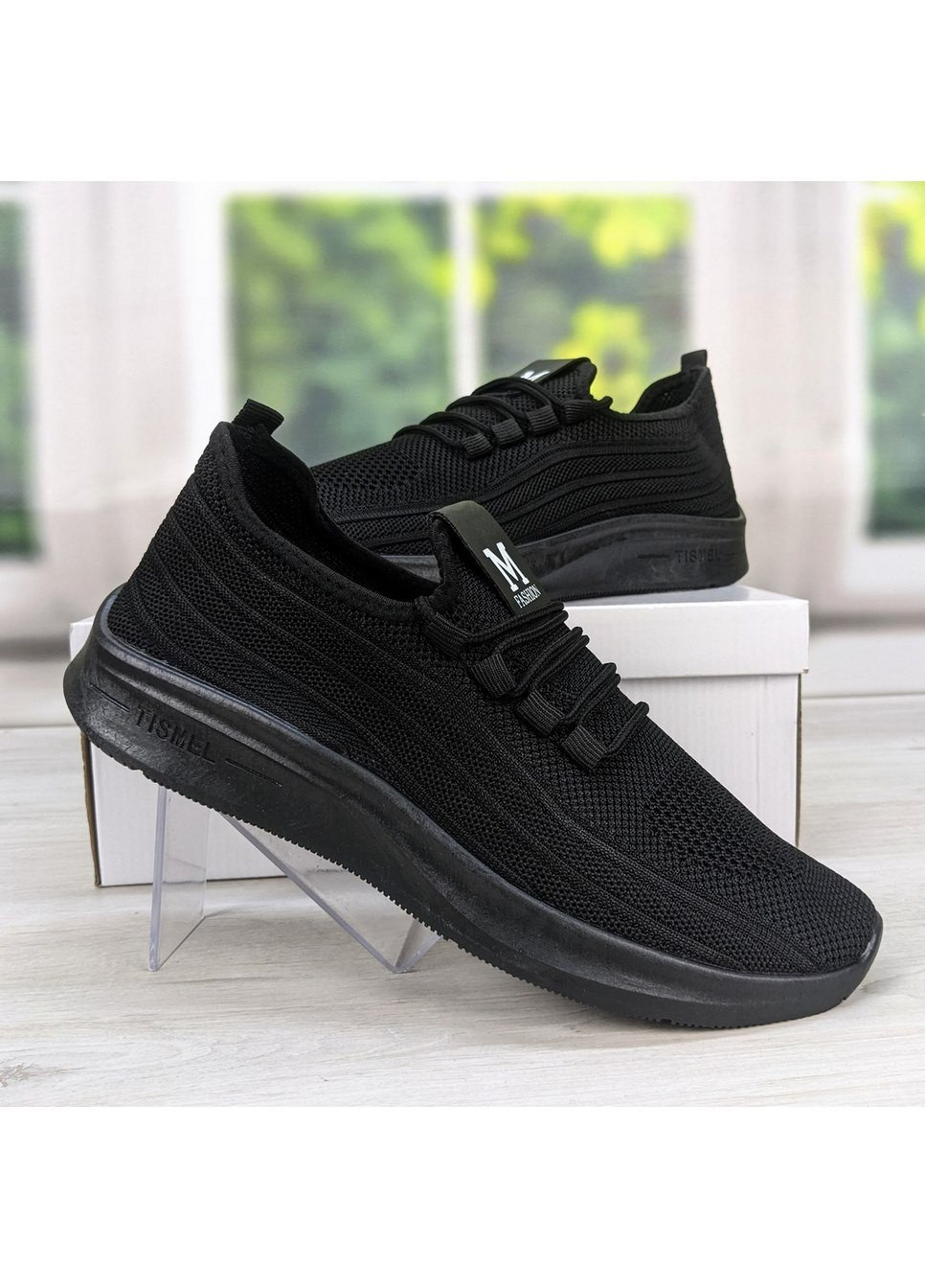 Чорні Осінні кросівки чоловічі чорні текстильні Tismel