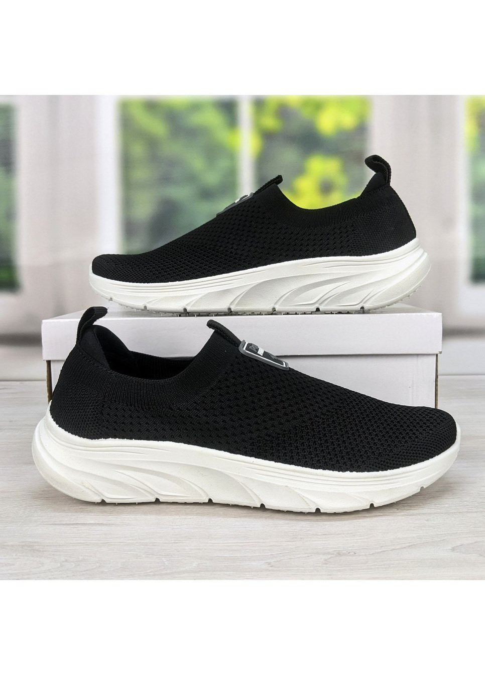 Черные демисезонные кроссовки мокасины мужские текстильные Paolla