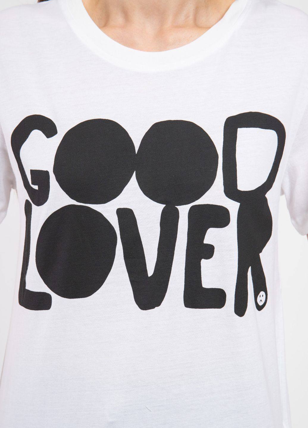 Белая футболка с принтом Good Lover Valentino - (260760494)