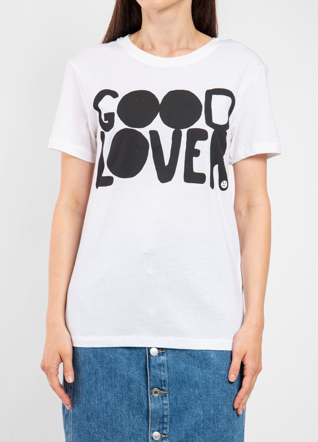 Белая летняя белая футболка с принтом good lover Valentino
