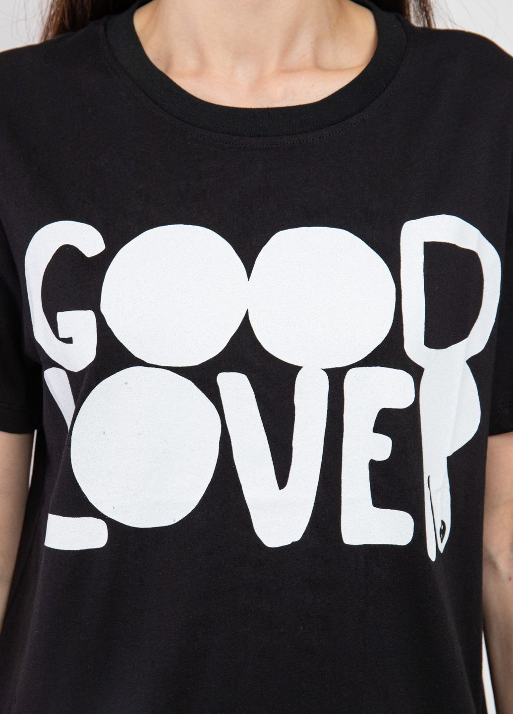Черная летняя белая футболка с принтом good lover Valentino