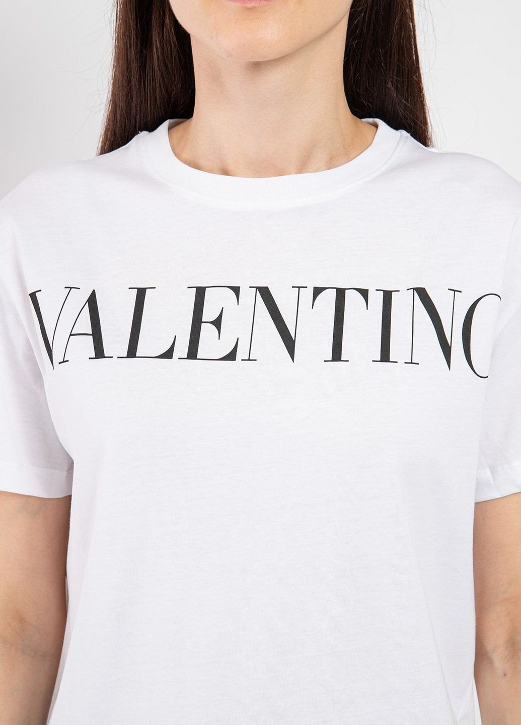 Белая летняя белая футболка с логотипом Valentino