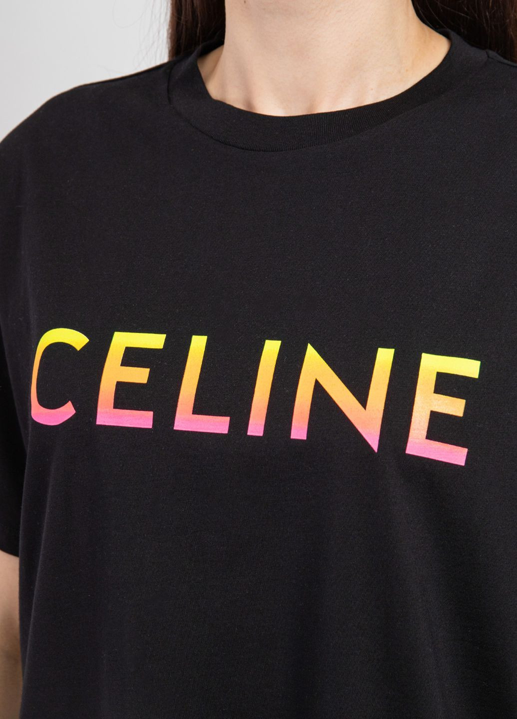 Чорна літня футболка Celine