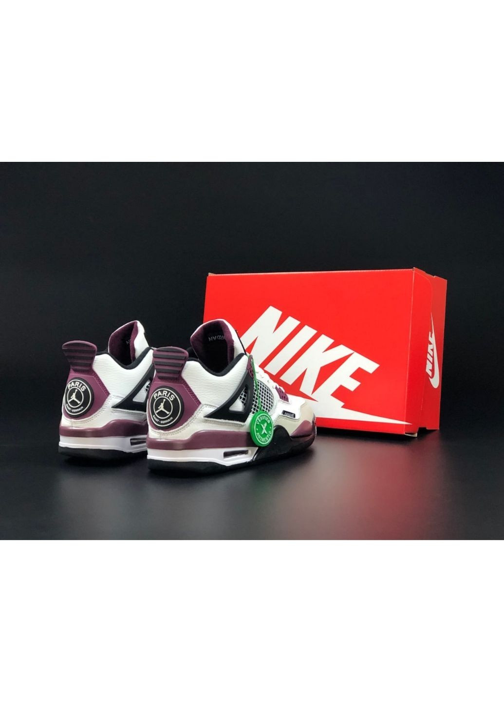Білі Осінні чоловічі кросівки білі з бордовим «no name» Nike Air Jordan 4 Retro