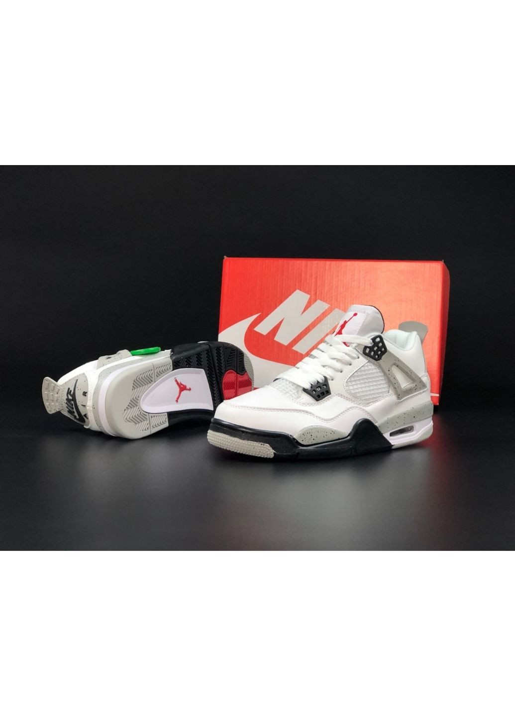 Білі Осінні чоловічі кросівки білі «no name» Nike Air Jordan 4 Retro