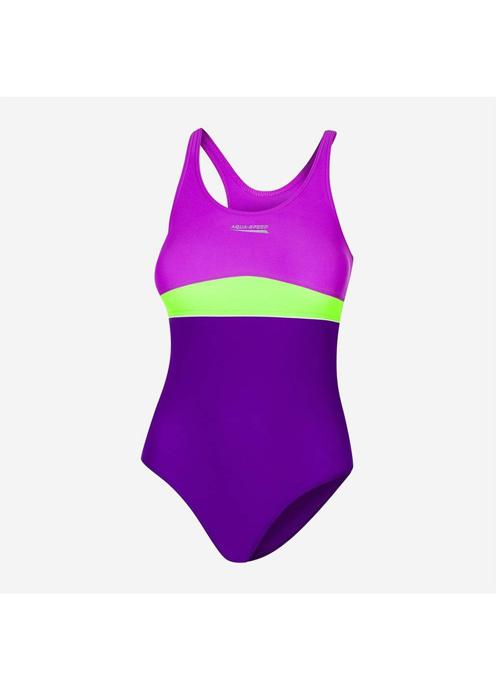 Фиолетовый демисезонный купальник слитный emily 7453 (367-48) 122 см фиолетовый/зеленый/темно-фиолетовый (5908217674531) Aqua Speed