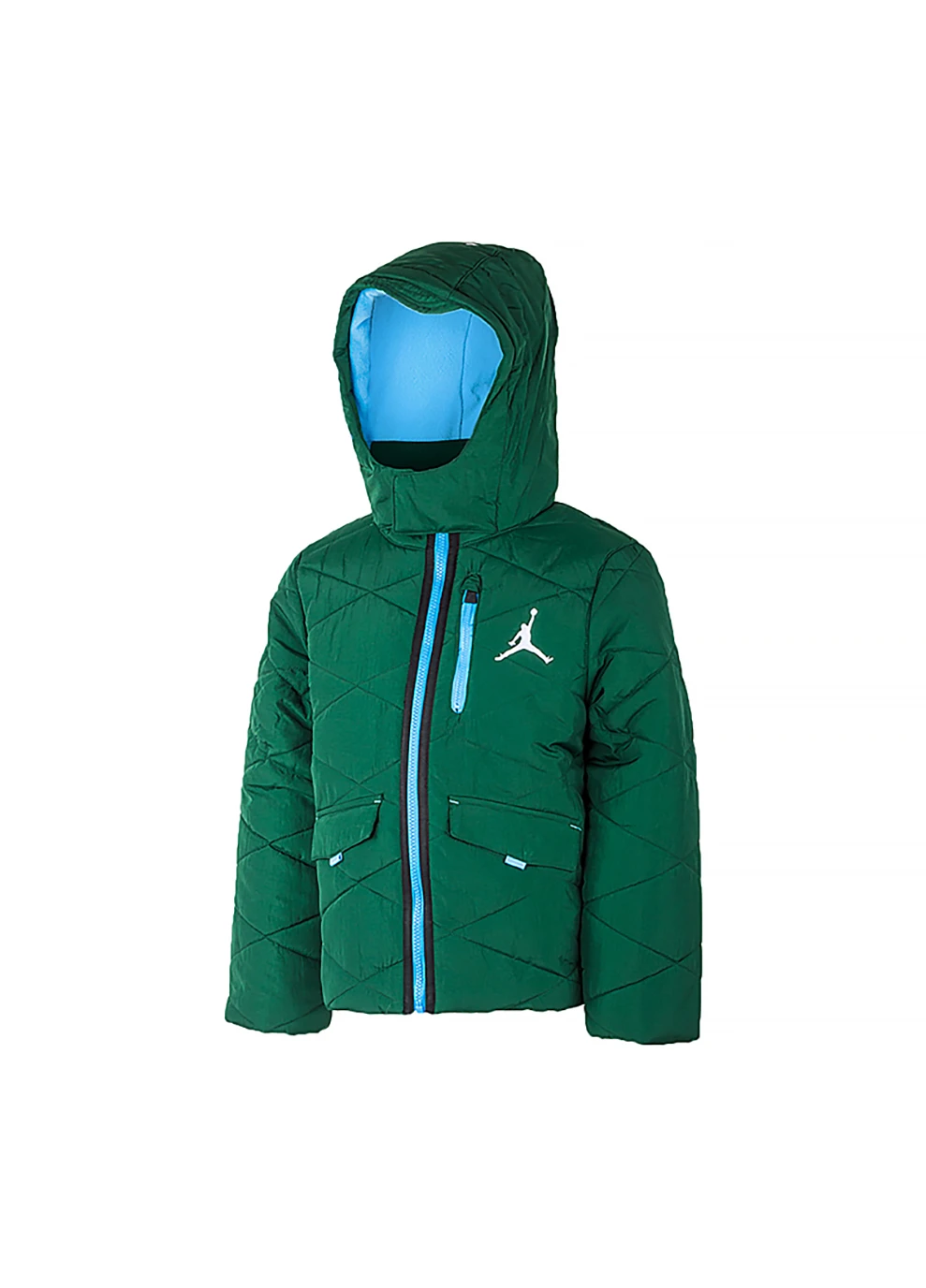 Зеленая демисезонная детская куртка jdb detach hood puffer jacket зеленый Jordan