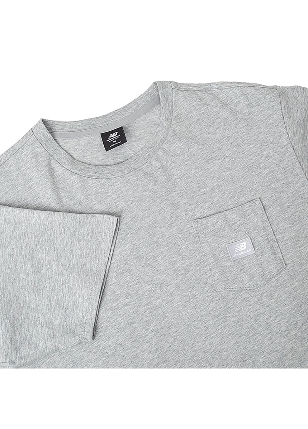 Серая мужская футболка athletics pocket l (mt01567ag l) New Balance