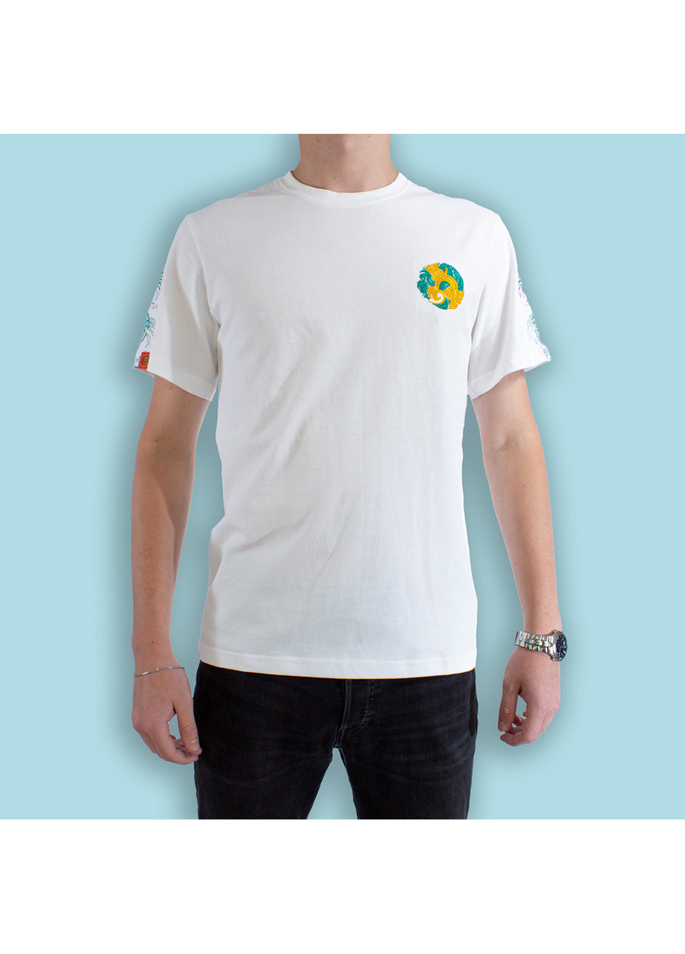 Белая мужская футболка dragon spirit white l (28971927) No Brand