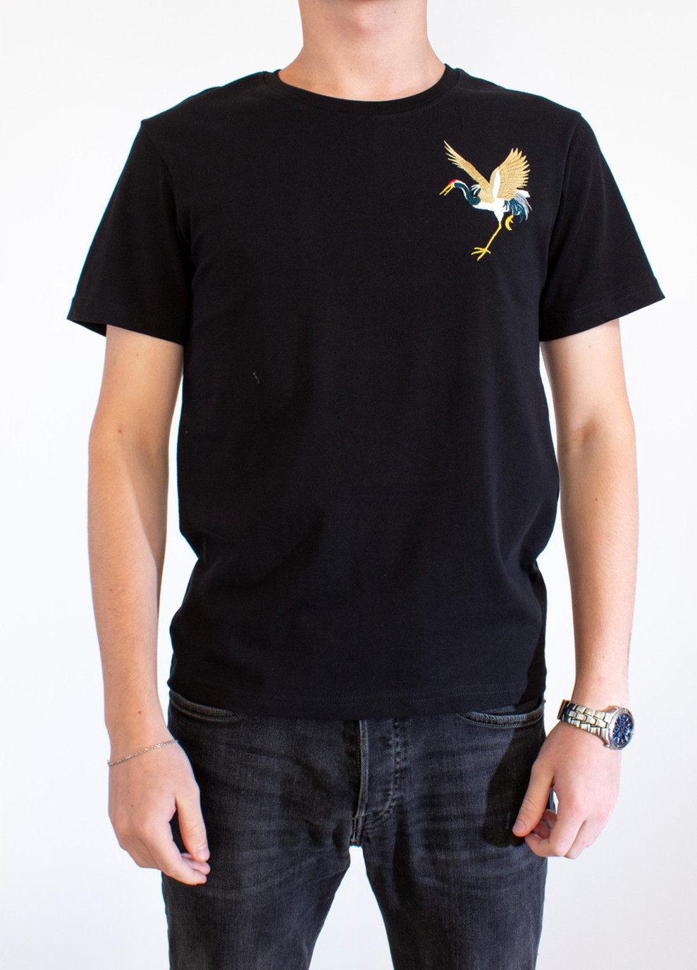 Черная мужская футболка crane black l (28972203) No Brand