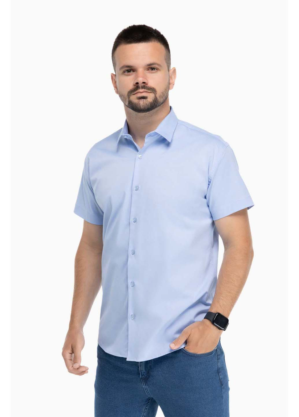 Голубой кэжуал рубашка Redpolo
