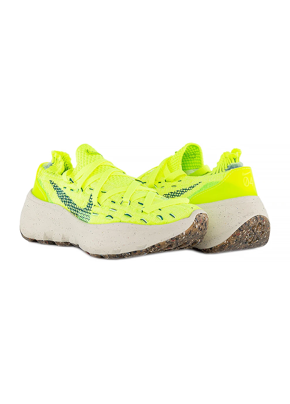 Женские Кроссовки W SPACE HIPPIE 04 Салатовый Nike серые демисезоны (260796454)