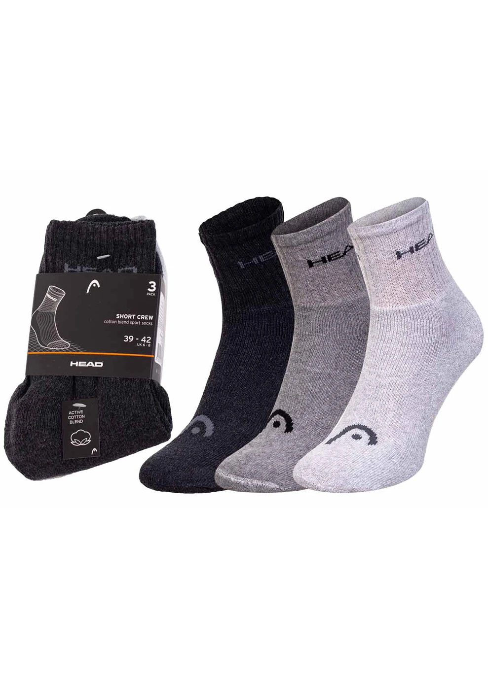 Чорні шкарпетки short crew 3p unisex чорний; білий; сірий Head логотипи (260796345)