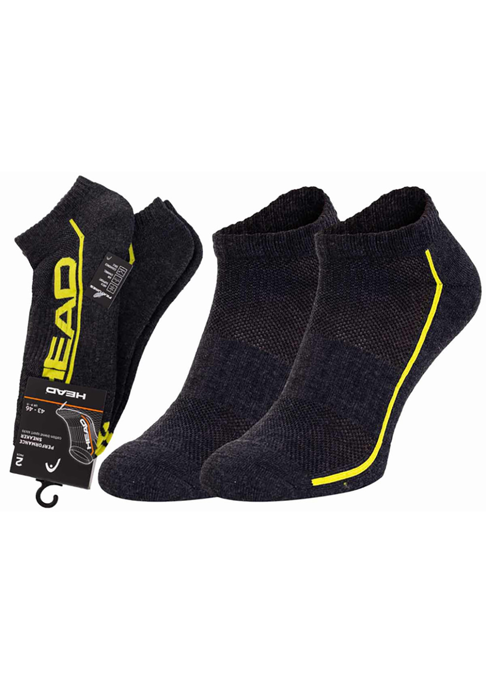 Шкарпетки PERFORMANCE SNEAKER 2P UNISEX Темно-сірий; Жовтий Head (260796169)
