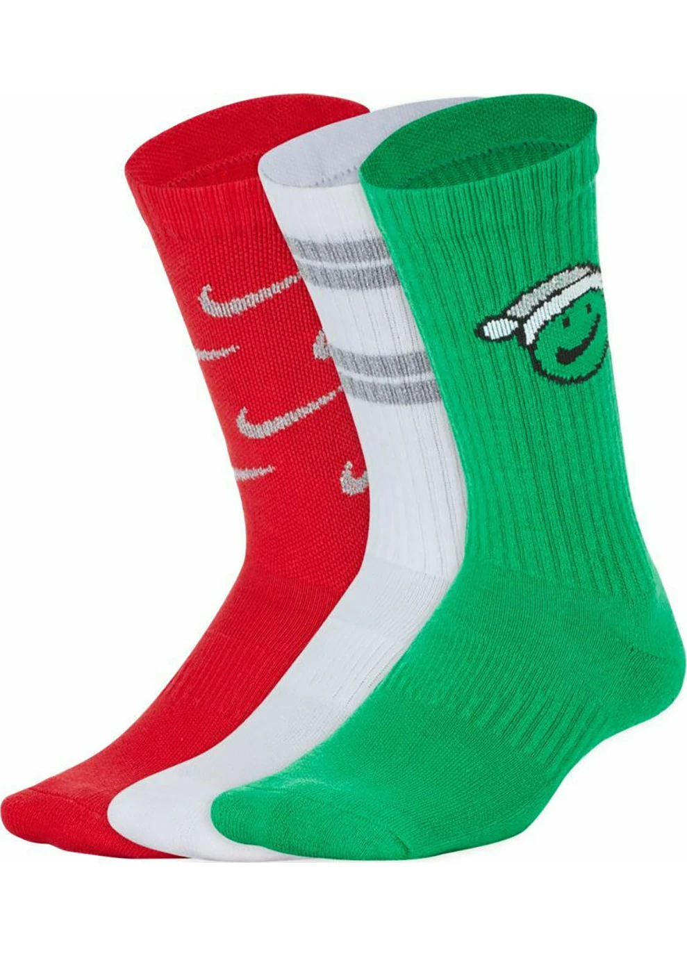 Носки Everyday Kids Cushioned Crew 3-pack red/white/green Nike (260794080)