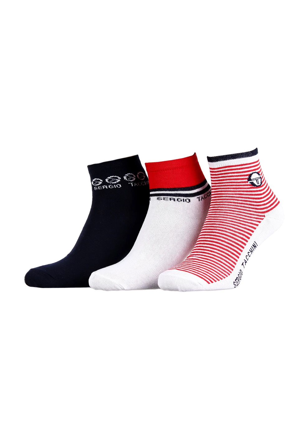 Чорні шкарпетки 3-pack red/black/white Sergio Tacchini логотипи (260793849)