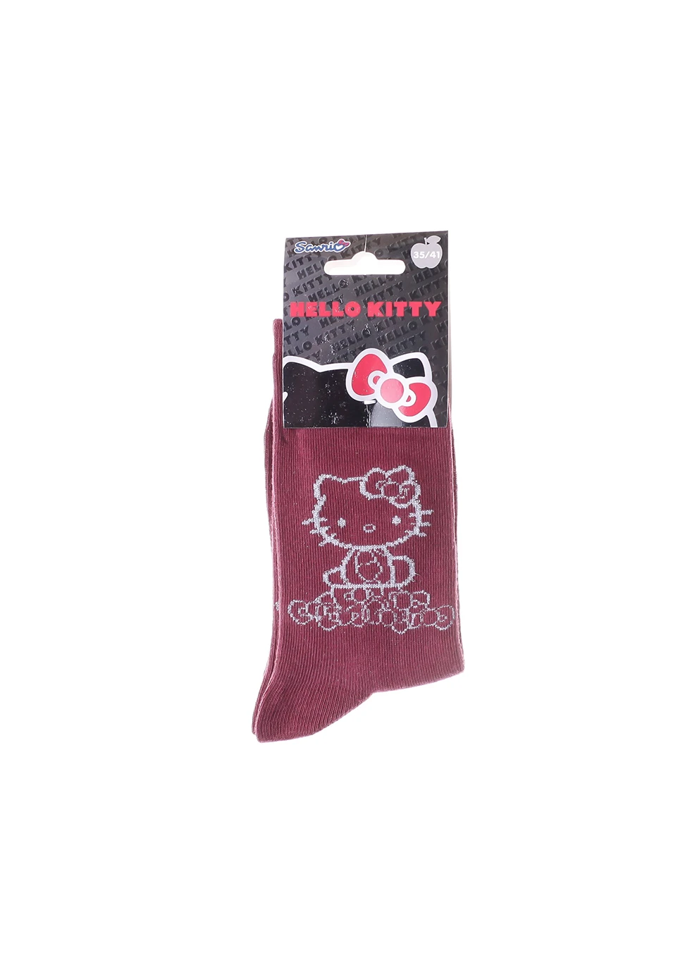 Бордові шкарпетки sitting on a knot 1-pack burgundy Hello Kitty логотипи (260792817)