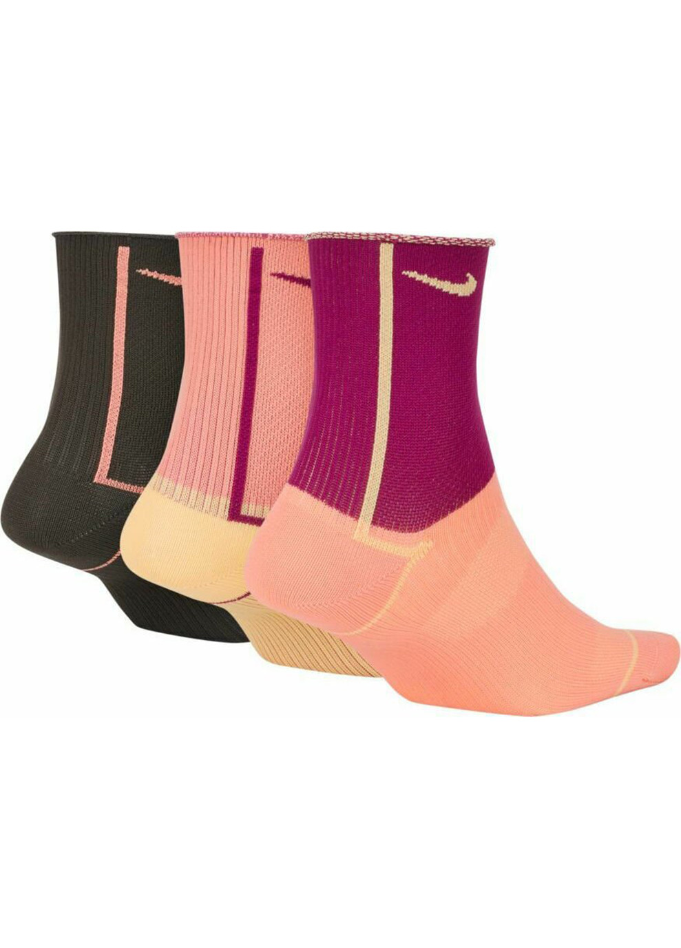 Шкарпетки Everyday Plus Lightweight Ankle 3-pack black/pink/yellow Nike (260795596)