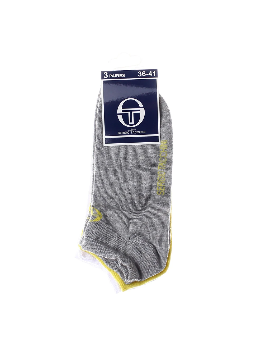 Сірі шкарпетки 3-pack white/gray/yellow Sergio Tacchini логотипи (260795766)