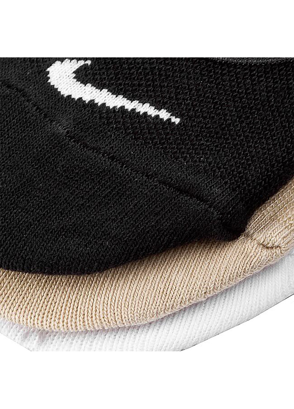 Бежеві шкарпетки women's everyday lightweight footie 3-pack black/beige/white Nike логотипи (260792657)