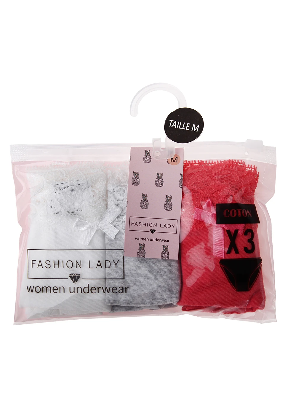 Трусики-сліп Fashion ady Sli Slip F 3-pack L white/gray/coral Fashion Lady (260794235)
