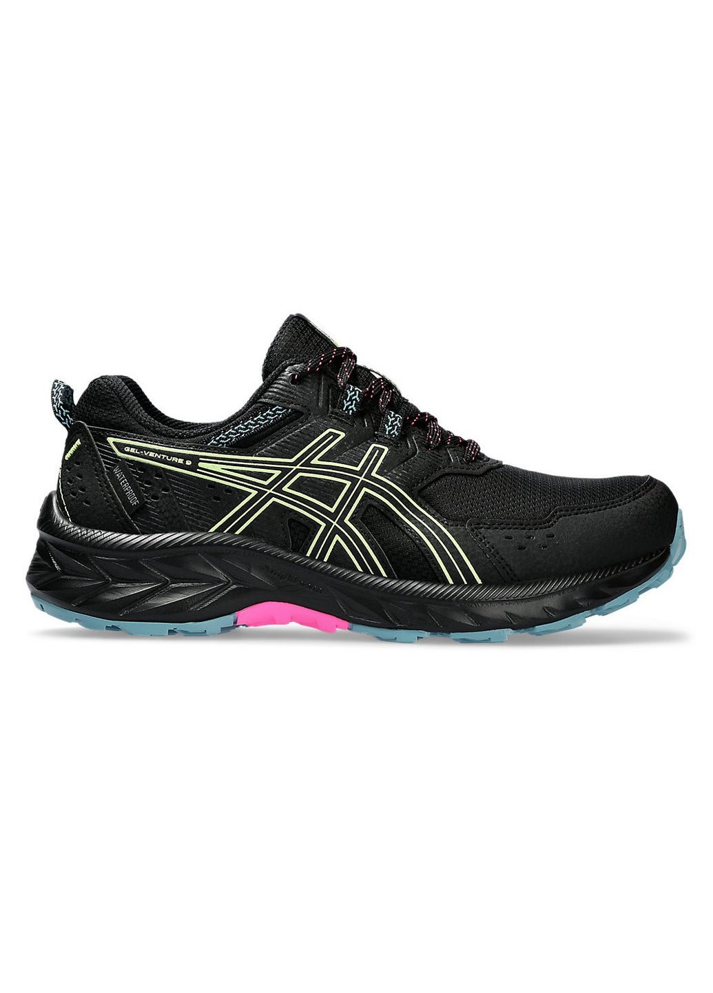 Чорні осінні жіночі бігові кросівки gel-venture 9 waterproof 1012b519-002 Asics