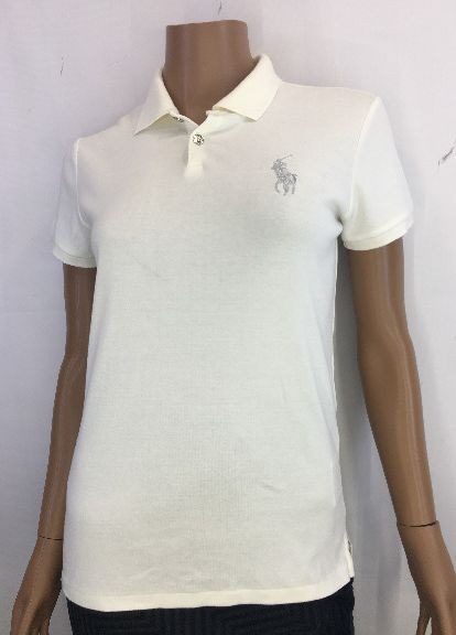 Молочная женская футболка-футболка поло Ralph Lauren однотонная