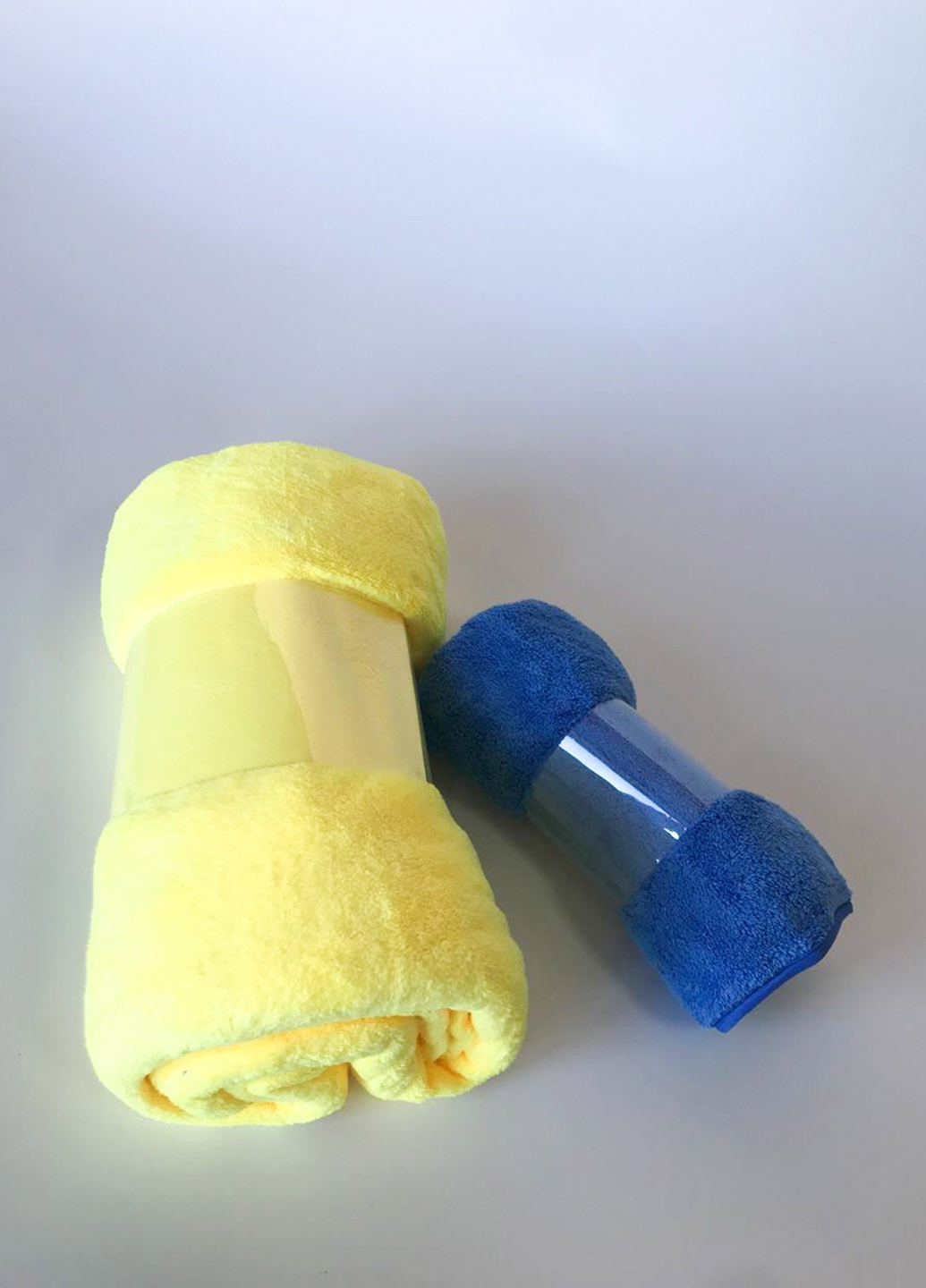 Homedec комплект однотонных полотенец 2 шт., микрофибра однотонный сине-желтый производство - Турция