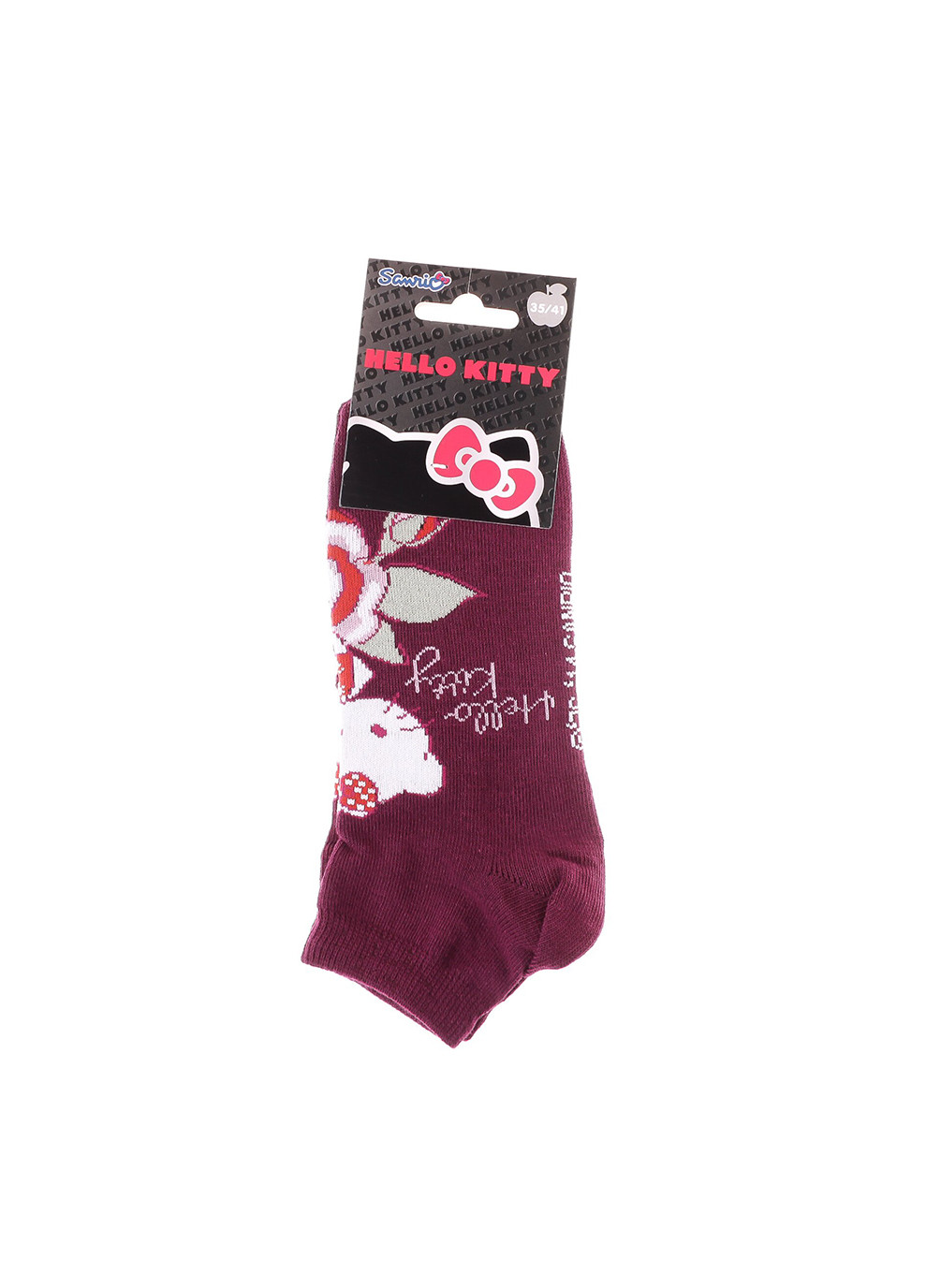 Бордові шкарпетки hk rose 1-pack burgundy Hello Kitty логотипи (260943798)