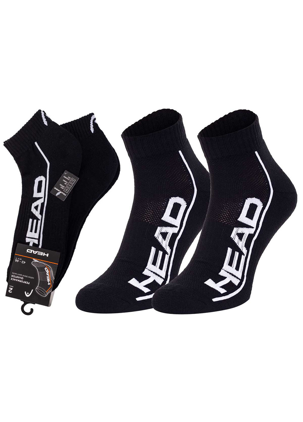 Чёрные носки performance quarter 2p unisex черный Head логотипы (260943838)