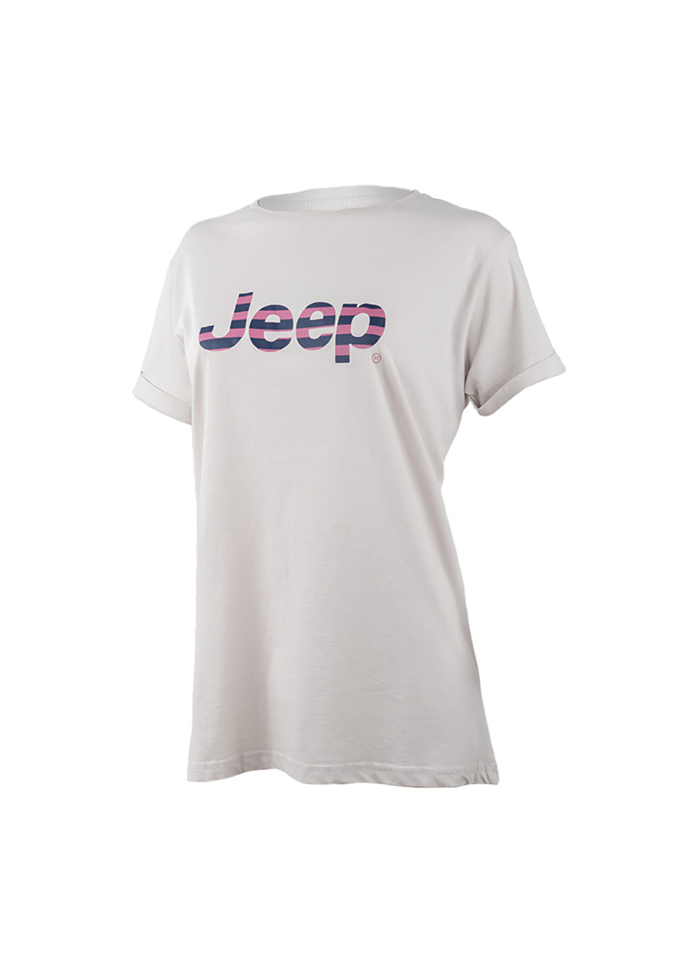 Серая демисезон женская футболка t-shirt oversize striped print turn серый Jeep