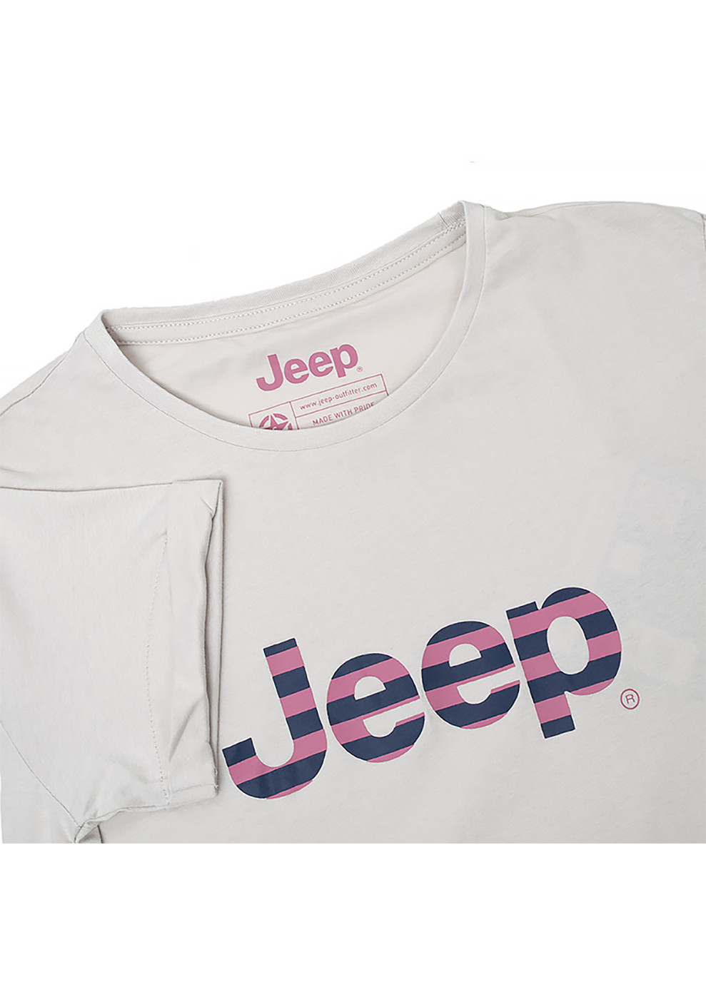 Серая демисезон женская футболка t-shirt oversize striped print turn серый Jeep