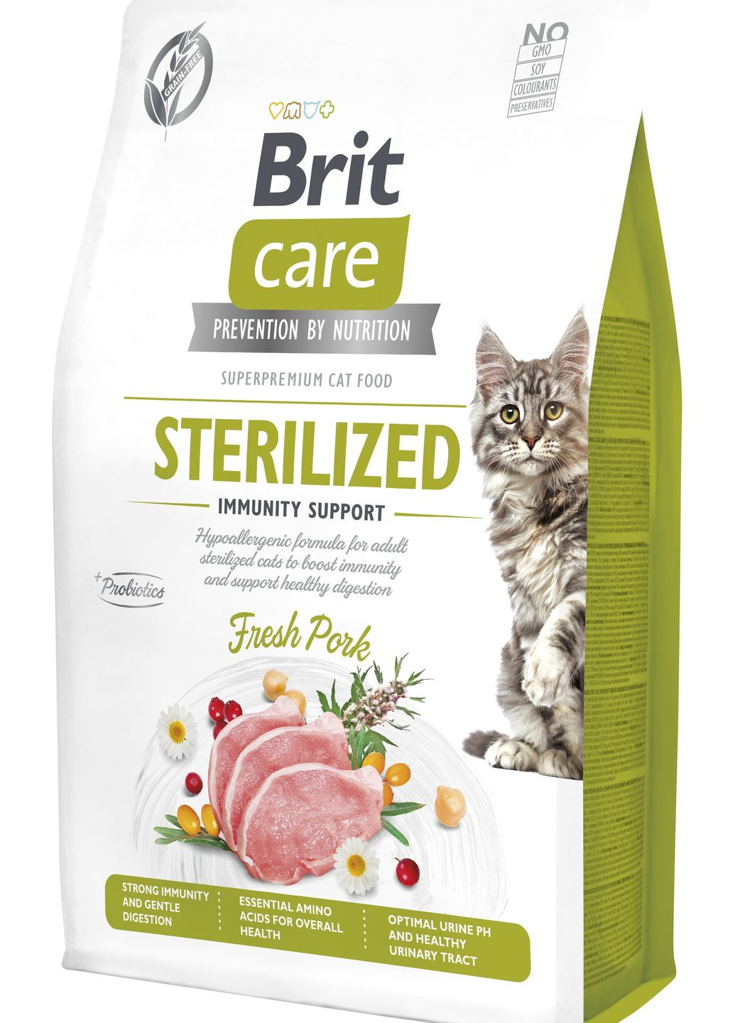 Сухий корм для стерилізованих котів Cat GF Sterilized Immunity Support зі свининою, 2 кг Brit Care (260949407)