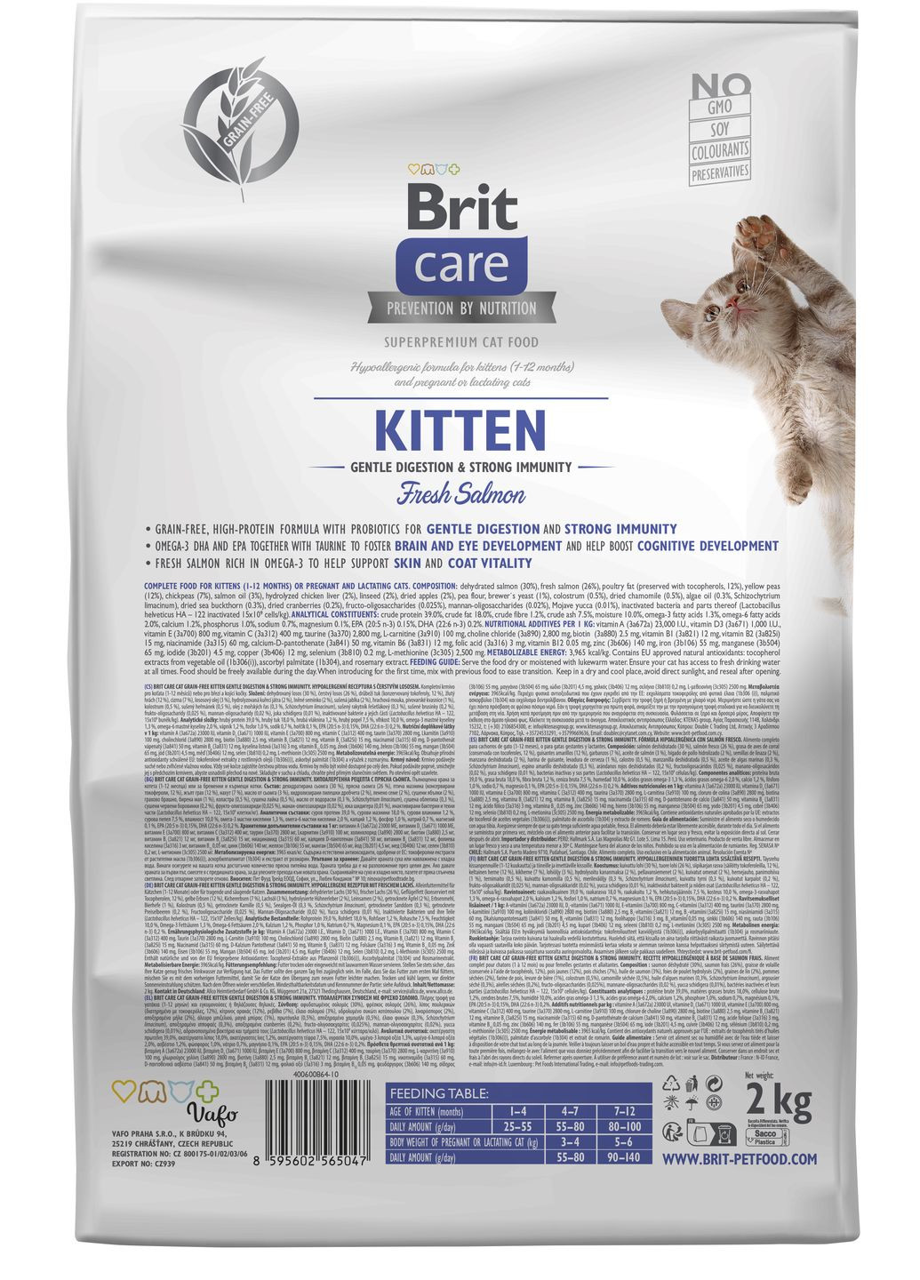Сухой корм для котят Cat GF Kitten Gentle Digestion Strong Immunity с лососем, 2 кг Brit Care (260949410)