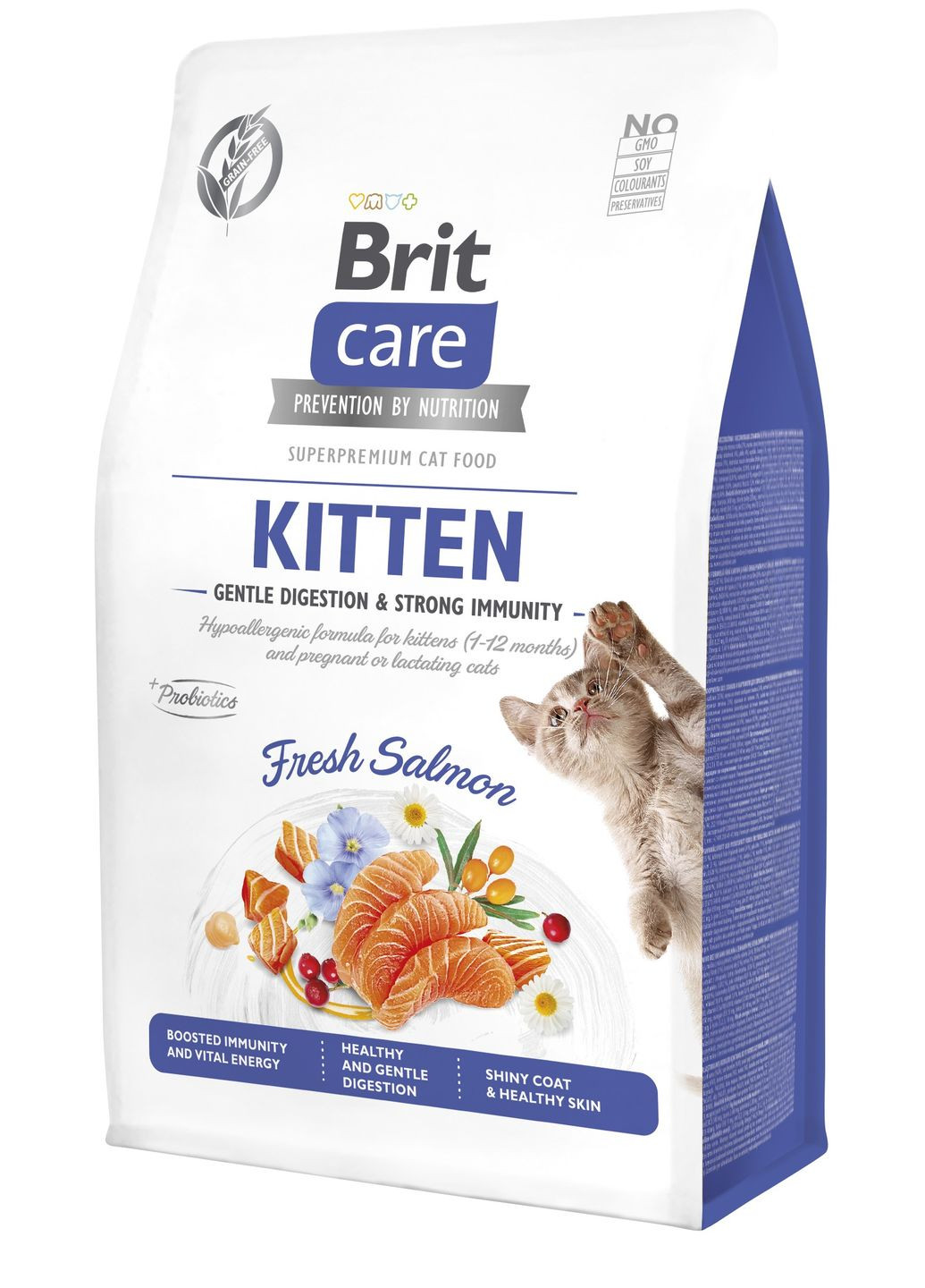 Сухой корм для котят Cat GF Kitten Gentle Digestion Strong Immunity с лососем, 0,4 кг Brit Care (260949411)