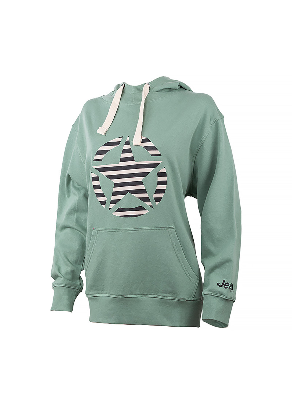 Жіноче Худі HOODED OVERSIZE SWEATSHIRT STAR Striped Print Хакі Jeep (260944478)