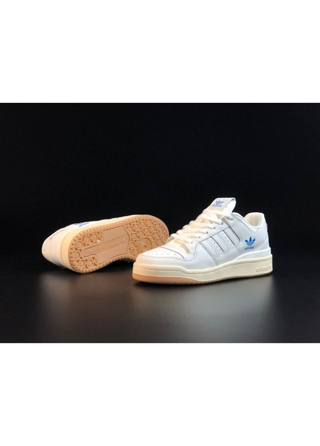 Белые демисезонные мужские кроссовки белые с бежевым «no name» adidas Forum Low