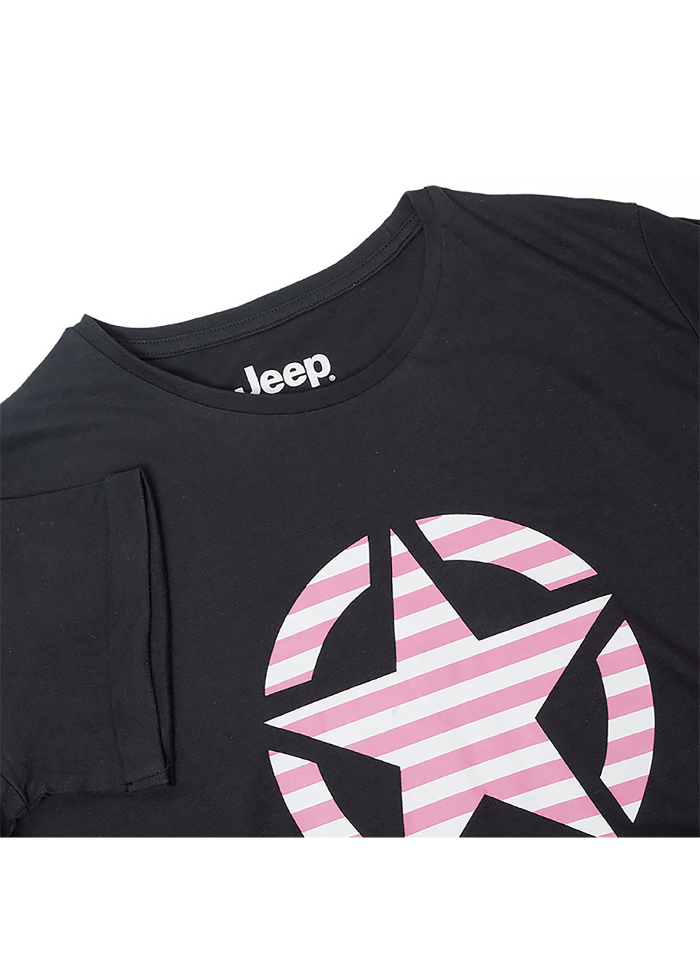 Черная демисезон женская футболка t-shirt oversize star striped print turn черный Jeep