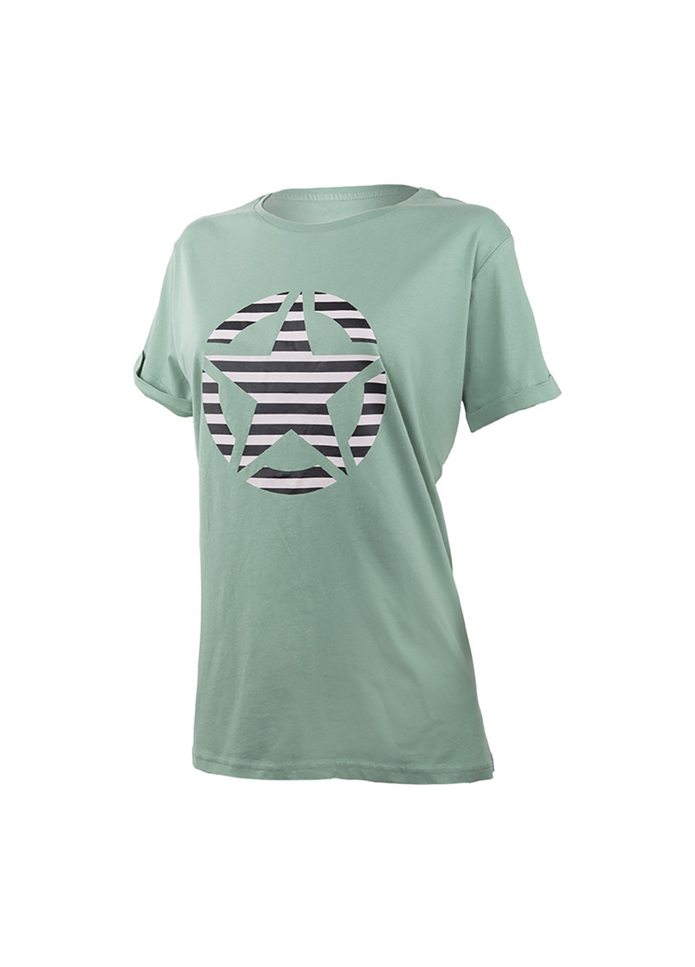 Хаки (оливковая) демисезон женская футболка t-shirt oversize star striped print turn хаки Jeep