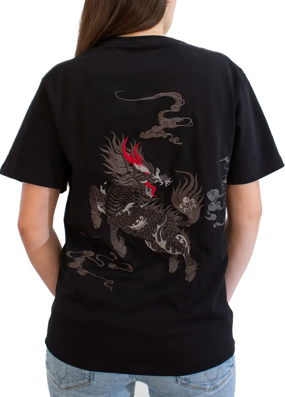 Черная демисезон женская футболка the dragon black No Brand