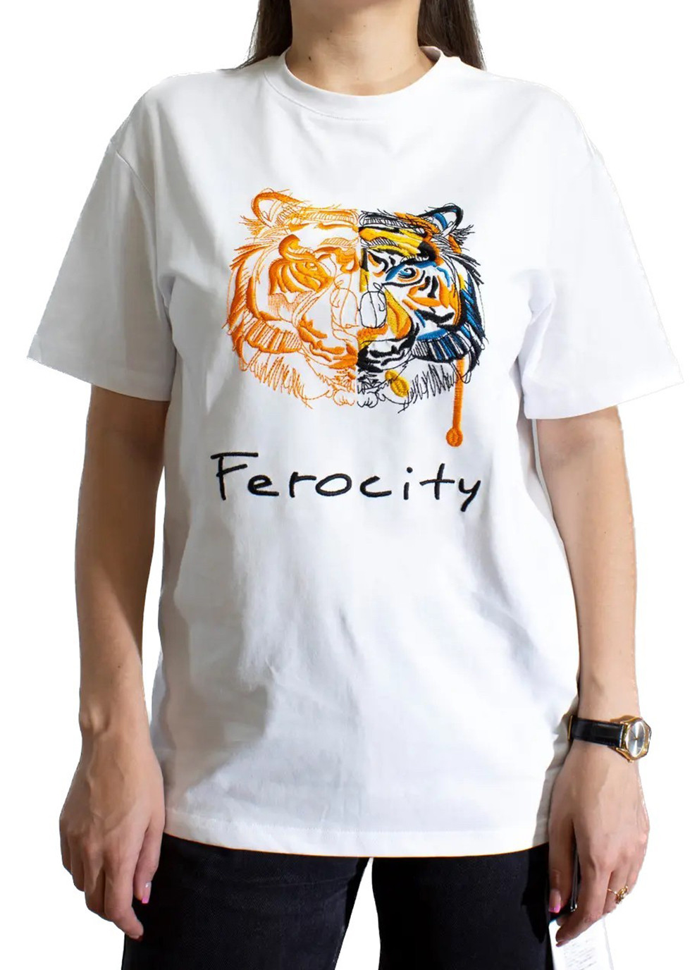 Белая демисезон женская футболка wanding tiger white No Brand
