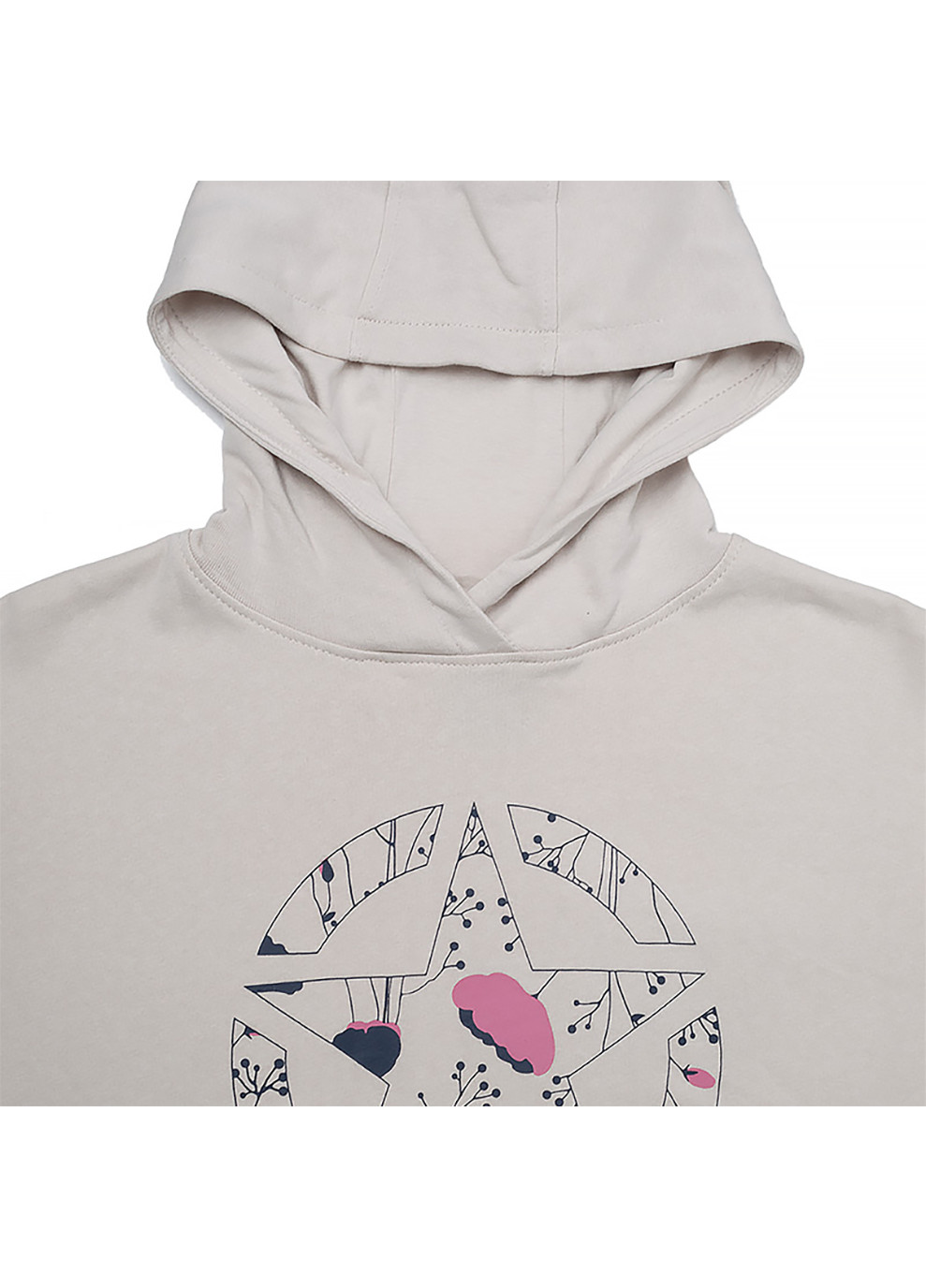 Женское Худи HOODED CROPPED SWEATSHIRT STAR Botanical Print Серый Jeep (260955642)