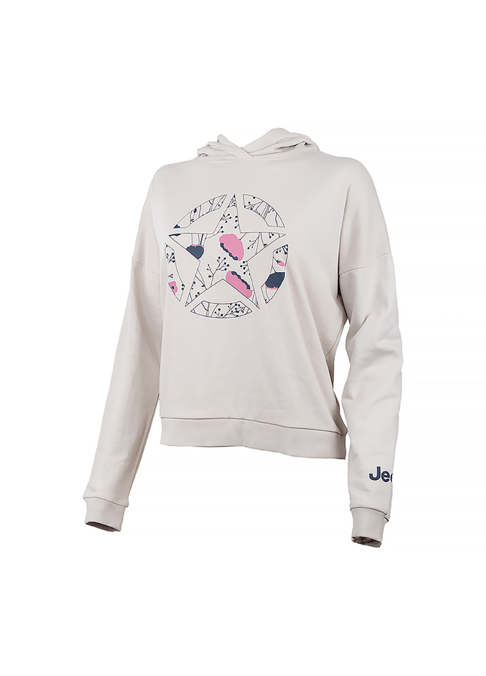 Женское Худи HOODED CROPPED SWEATSHIRT STAR Botanical Print Серый Jeep (260955642)