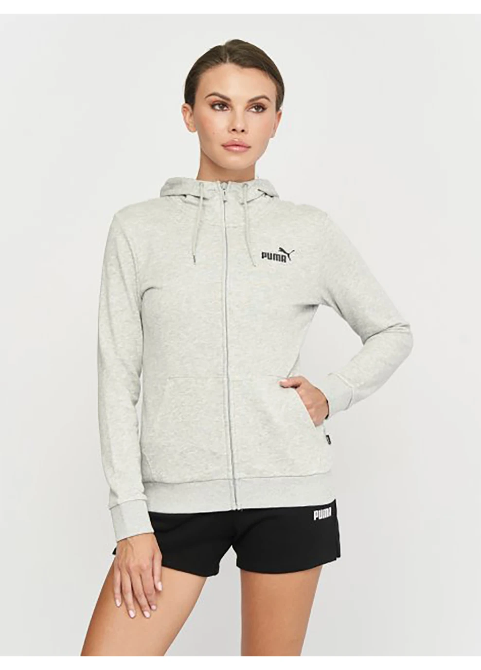 Толстовка Ess Full-Zip Hoodie Light Gray Heather Серый Puma (260955958)