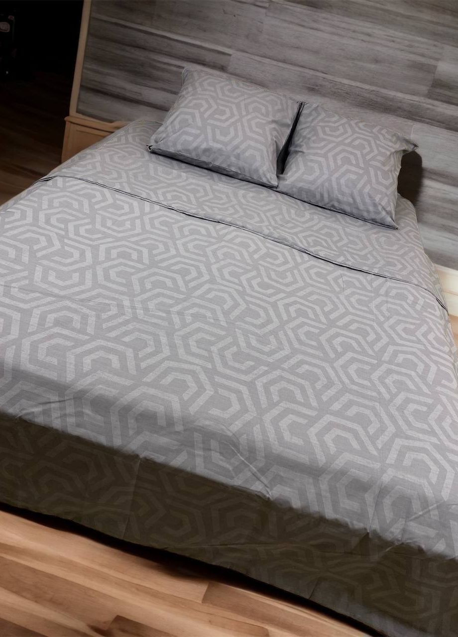 Комплект постельного белья Гексагон серый семейный 215 х 150 см 2 шт, наволочки 70 х 50 см No Brand (261027607)
