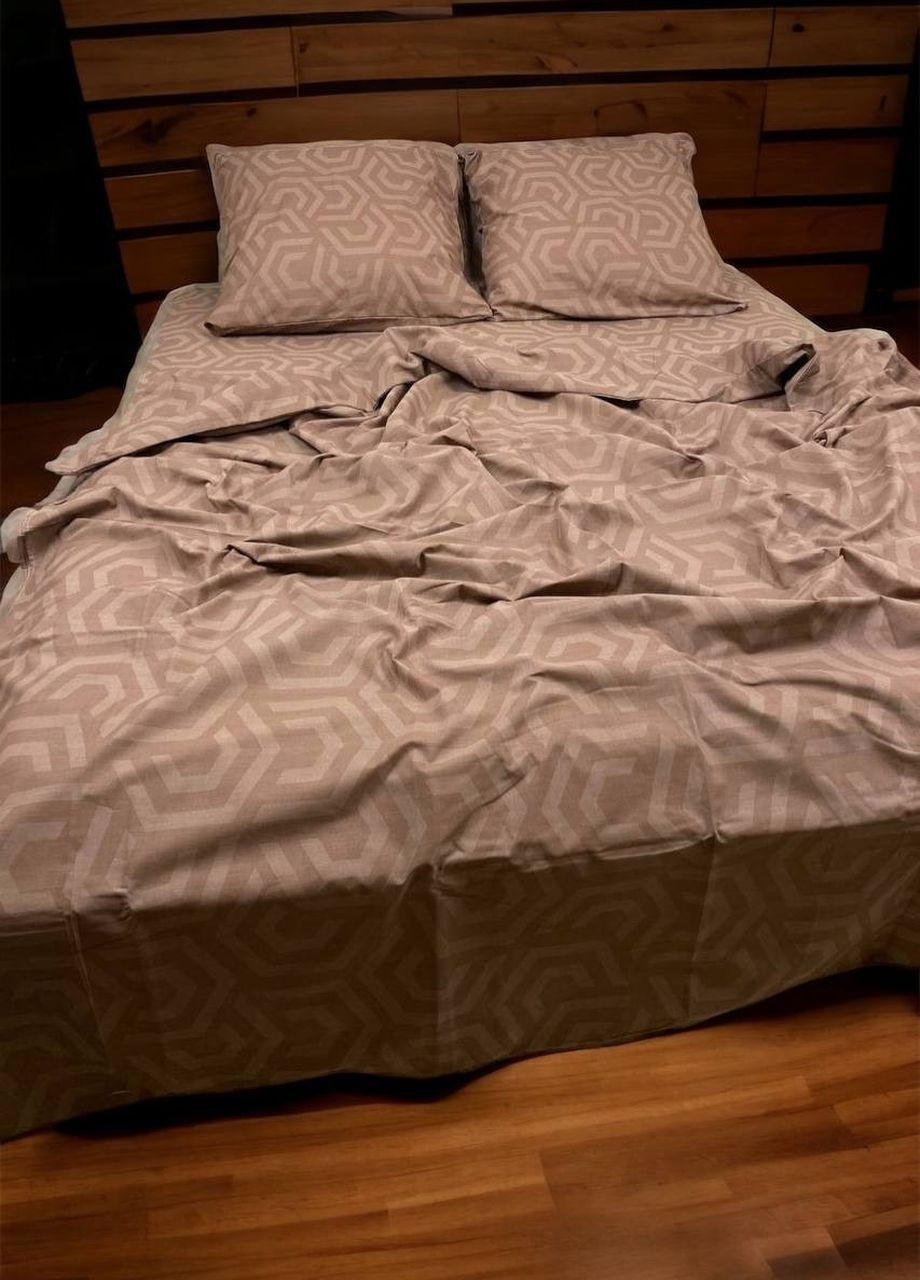 Комплект постельного белья Гексагон коричневый полуторный 215 х 150 см No Brand (261027609)