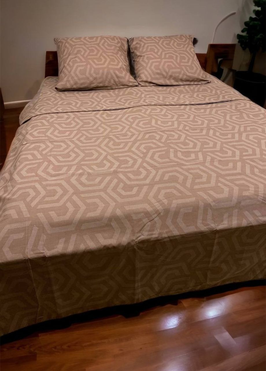 Комплект постельного белья Гексагон коричневый полуторный 215 х 150 см наволочки 70 х 50 см No Brand (261027591)