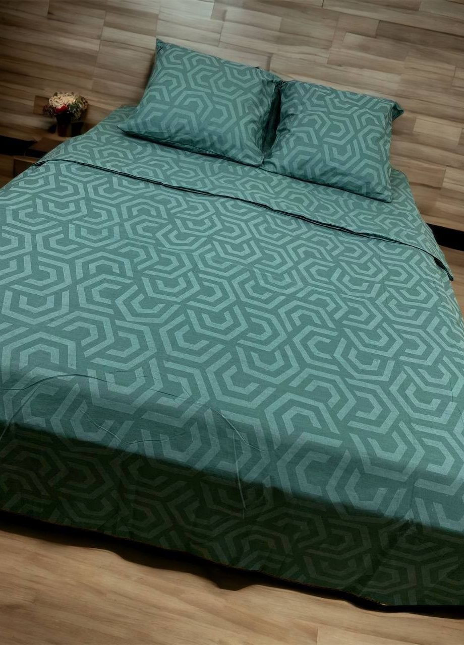 Комплект постельного белья Гексагон зеленый полуторный 215 х 150 см наволочки 70 х 50 см No Brand (261027528)