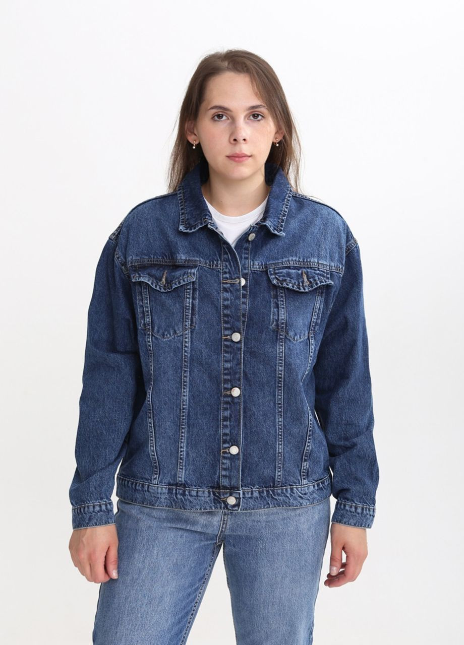 Синя демісезонна куртка жіноча джинсова синя вільна Cracpot Свободная